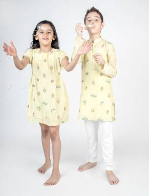 Yellow printed cotton dress 5