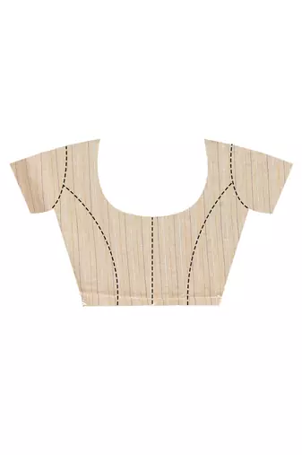 brown Cotton Dhakai Jamdani Handloom Saree With Blouse