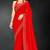 Red sequin embroidered work two tone silk saree sari