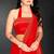 Red sequin embroidered work two tone silk saree sari