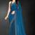 Teal blue sequin embroidered work two tone silk saree sari