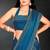 Teal blue sequin embroidered work two tone silk saree sari