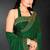 Dark green sequin embroidered work two tone silk saree sari
