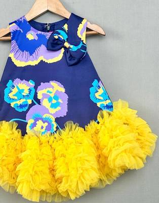 Navy blue & yellow floral tutu dress 1
