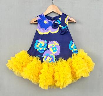 Navy blue & yellow floral tutu dress 2