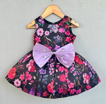 Signature flaired dress in black floral organza print 1