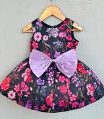 Signature flaired dress in black floral organza print