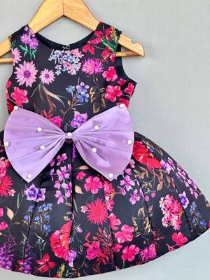 Signature flaired dress in black floral organza print 2