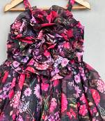 3d flower appliqe dress in soft organza