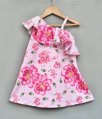 Light pink floral one shoulder dress 1
