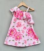 Light pink floral one shoulder dress