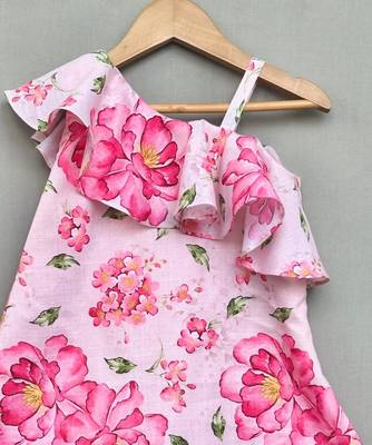 Light pink floral one shoulder dress 2