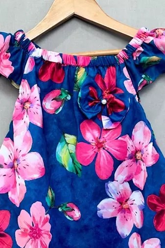 Navy floral printed dress
