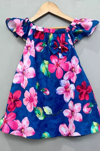 Navy floral printed dress