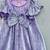 Metallic purple pleated party dress with oversized bow