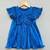 Royal blue pleated party dress with oversized bow