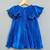 Royal blue pleated party dress with oversized bow
