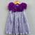 Metallic purple pleated party dress with 3d floral bodice