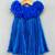 Royal blue pleated party dress with 3d floral bodice