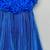 Royal blue pleated party dress with 3d floral bodice