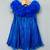 Royal blue pleated party dress with 3d floral bodice