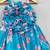 Turquoise floral organza dress with ruffle bodice