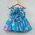 Turquoise floral organza dress with ruffle bodice