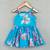 Turquoise floral organza dress with ruffle bodice