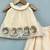 Champagne gold organza co-ord set with floral embellishments