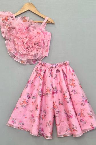 3d organza flower top with palazzo