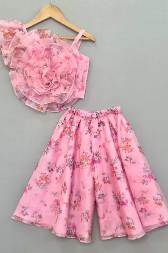 3d organza flower top with palazzo