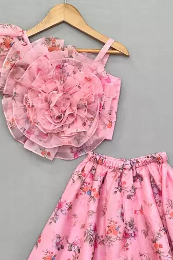 3d organza flower top with palazzo