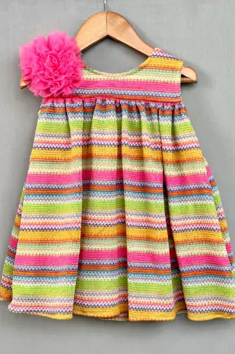 Multicolour striped knitted dress