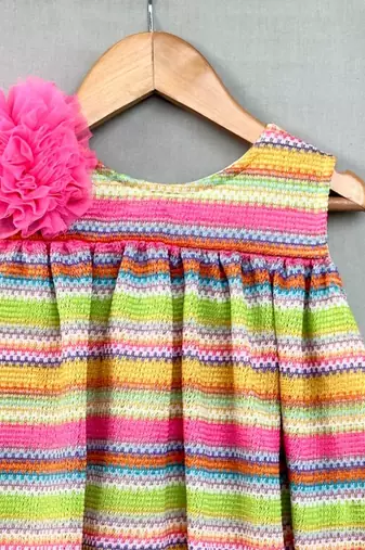 Multicolour striped knitted dress