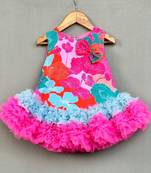 Multicolour abstract printed tutu dress