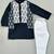 Black kurta with printed attached jacket and pant