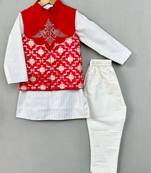 Embroidered nehru jacket in brocade with kurta and pants