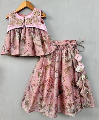 Embroidered blush pink floral lehenga set 1