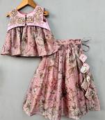 Embroidered blush pink floral lehenga set