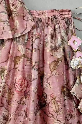 Embroidered blush pink floral lehenga set