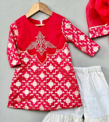 Embroidered brocade kurti with patiala & dupatta 2
