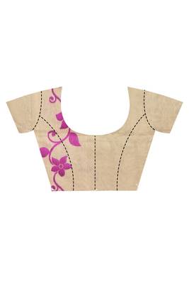 beige Cotton Dhakai Jamdani Handloom Saree With Blouse 5