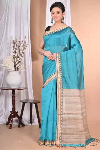 green Cotton Dhakai Jamdani Handloom Saree With Blouse