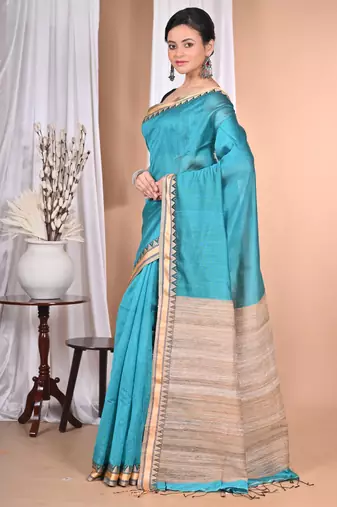 green Cotton Dhakai Jamdani Handloom Saree With Blouse