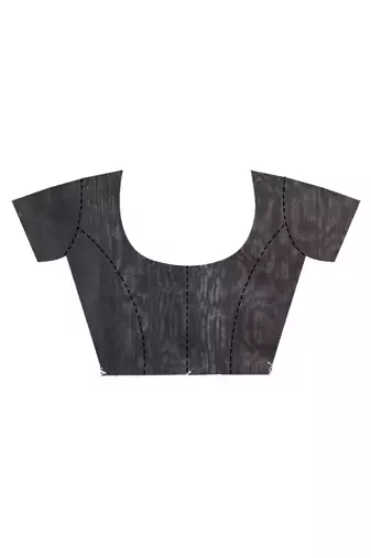 black Cotton Dhakai Jamdani Handloom Saree With Blouse