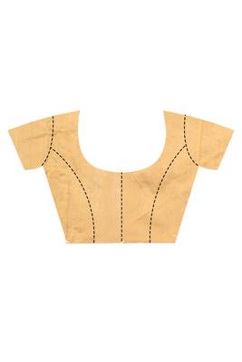 light golden Cotton Dhakai Jamdani Handloom Saree With Blouse 5