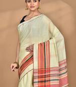 Cream Cotton Dhakai Jamdani Handloom Saree
