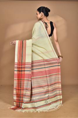 Cream Cotton Dhakai Jamdani Handloom Saree 3