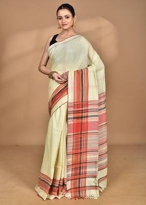 Cream Cotton Dhakai Jamdani Handloom Saree 4