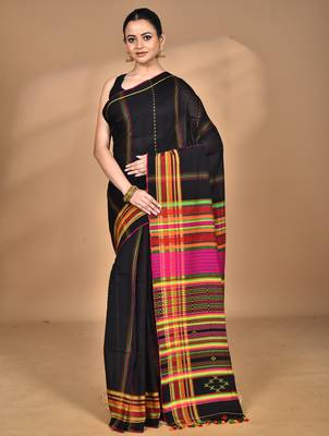 black Cotton Dhakai Jamdani Handloom Saree 1